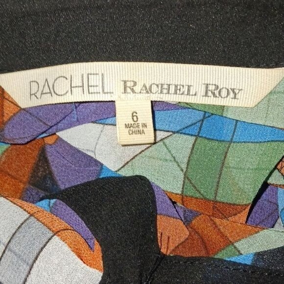 Rachel Roy Womens Size 6 Sheer Multicolor Stripe Button Front Blouse Top - Picture 6 of 8